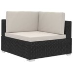 vidaXL Chaises d'angles lot de 2 avec coussins Résine tressée Noir