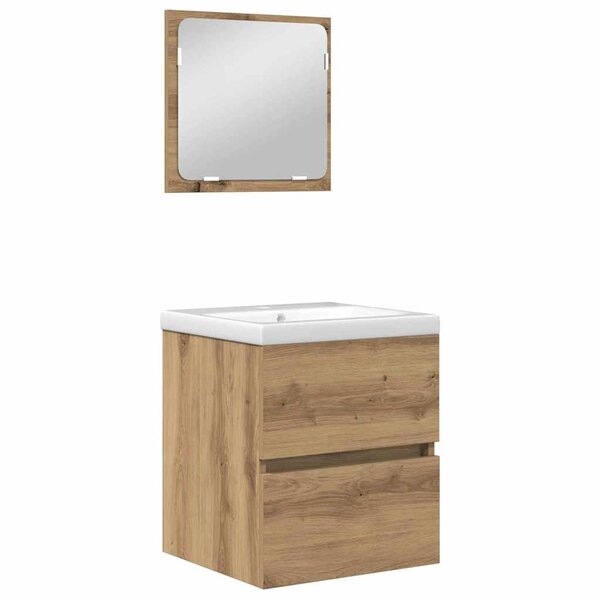 vidaXL Ensemble de mobilier de salle de bain 3 Pièces Chêne Noir et Blanc