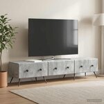 vidaXL Meuble TV Gris béton 147 x 34 5 x 30 cm Bois d'ingénierie