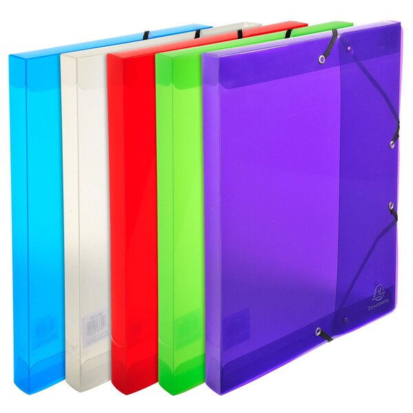 Boite De Classement Exabox En Polypropylène - Dos 25mm - Crystal Colours - A4 - Couleurs Assorties - X 8 - Exacompta