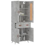 vidaXL Buffet haut Gris béton 69 5x34x180 cm Bois d'ingénierie