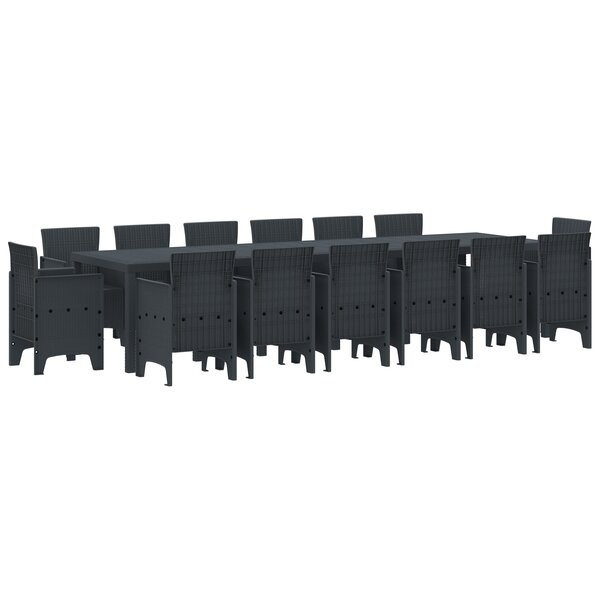 Ensemble de salle à manger de jardin vidaXL 15 pièces Anthracite en poly rattan