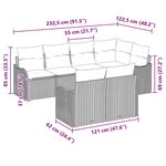 vidaXL Ensemble de canapé de jardin 7 Pièces Gris clair Poly rotin
