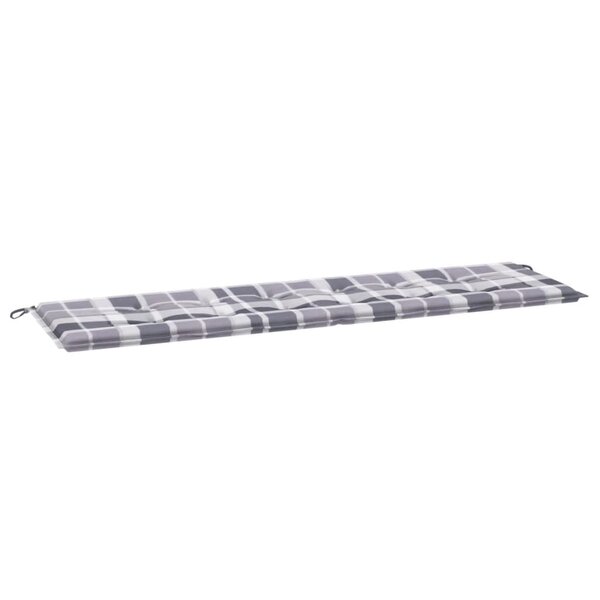 vidaXL Coussin de banc de jardin motif à carreaux gris 180x50x4 cm