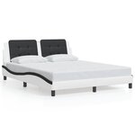 vidaXL Cadre de lit avec LED sans matelas Zadar blanc et noir 160x200 cm