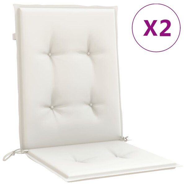 vidaXL Coussins de chaise à dossier bas lot de 2 crème mélangé tissu