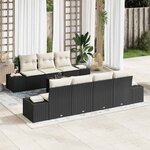 vidaXL Ensemble de canapé de jardin 8 Pièces Noir  Crème 55 x 55 x 37 cm