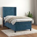 vidaXL Sommier à lattes de lit avec matelas Bleu foncé 100x200 cm