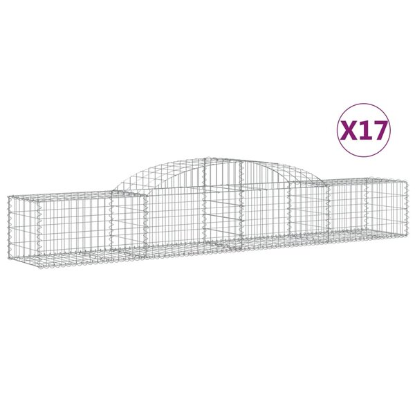 vidaXL Paniers à gabions arqués 17 Pièces 300x50x40/60 cm fer galvanisé