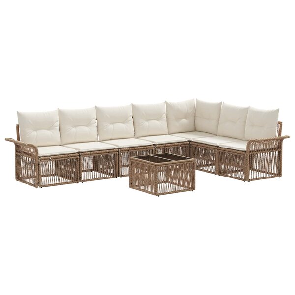 vidaXL Ensemble de canapé de jardin 8 Pièces Beige polyrotin