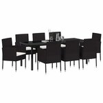 vidaXL Ensemble de salle à manger pour jardin 9 Pièces Noir polyrotin