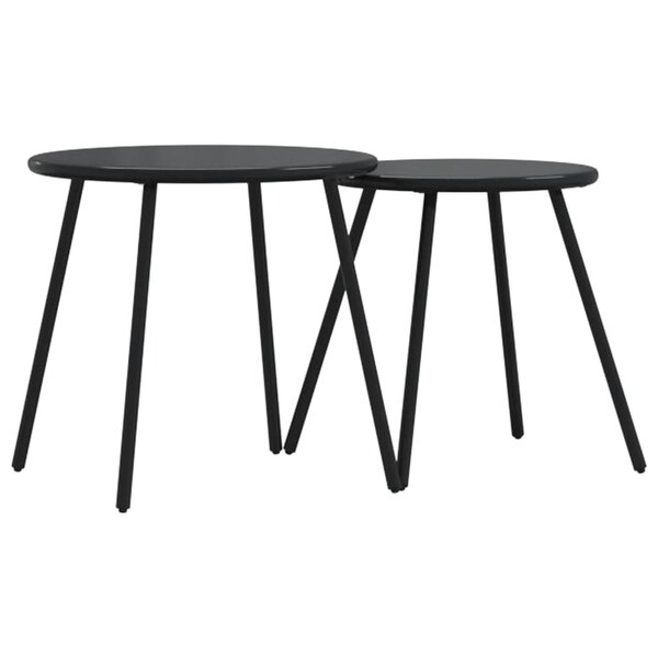 vidaXL Tables basses de jardin 2Pièces rondes noir acier enduit de poudre