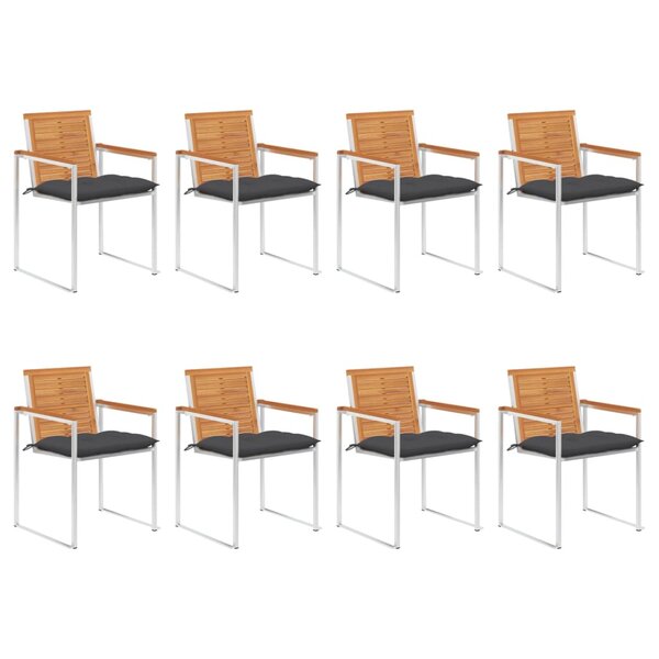 vidaXL Chaises de jardin lot de 8 avec coussins Bois d'acacia solide
