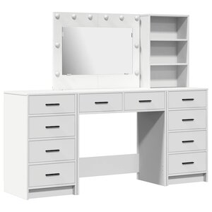 vidaXL Table de Toilette avec tiroir 3 Pièces Blanc Bois d'ingénierie