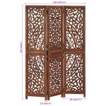 vidaXL Cloison de séparation 3 panneaux Marron 120x165cm Bois manguier