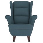 vidaXL Fauteuil à bascule à oreilles en velours bleu bois massif