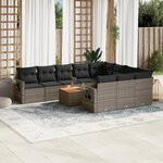 vidaXL Salon de jardin 11 Pièces avec coussins gris résine tressée