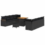 vidaXL Ensemble de canapé de jardin 11 Pièces Noir Poly rotin