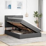 vidaXL Lit de rangement LED avec matelas Gris foncé 140 x 190 cm Tissu