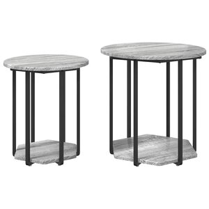vidaXL Ensemble de tables d'appoint 2 Pièces Gris sonoma et Noir