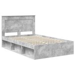 vidaXL Cadre de lit avec tête de lit Béton 120 x 190 cm Pin massif