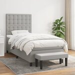 vidaXL Sommier à lattes de lit et matelas Gris clair 90x190 cm Tissu
