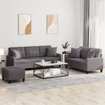 vidaXL Ensemble de canapés 3 Pièces avec coussins gris similicuir