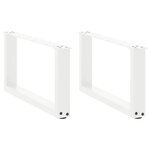 vidaXL Pieds de table basse en U 2 pièces Blanc 60 x (30-31) cm Acier