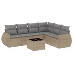 vidaXL Salon de jardin avec coussins 7 Pièces beige résine tressée