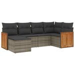 vidaXL Salon de jardin 6 Pièces avec coussins gris résine tressée