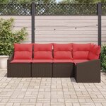 vidaXL Ensemble de Canapés avec coussin 5 Pièces Marron polyrotin