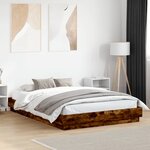 vidaXL Cadre de lit avec lumières LED chêne fumé 160x200 cm