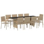 vidaXL Ensemble de salle à manger pour jardin 11 Pièces Beige Poly rotin