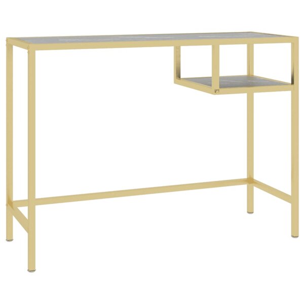 Bureau table poste de travail meuble d'ordinateur informatique étude d'ordinateur Marbre 100 x 36 x 74 cm Verre trempé noir 02_0023736