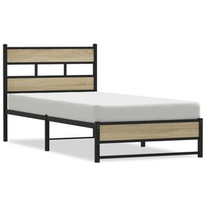 vidaXL Cadre de lit en métal sans matelas chêne sonoma 107x203 cm