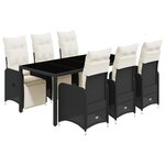 vidaXL Ensemble de bistro de jardin 7 Pièces coussins noir poly rotin