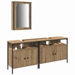 vidaXL Meubles de salle de bain 3 Pièces Marron Bois d'ingénierie