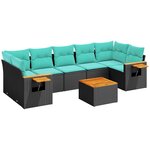 vidaXL Salon de jardin 8 Pièces avec coussins noir résine tressée