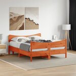 vidaXL Cadre de lit sans matelas cire marron 135x190cm bois pin massif