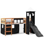 vidaXL Lit mezzanine enfants avec tour blanc/noir 80x200cm pin massif