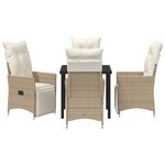 vidaXL Ensemble de salle à manger de jardin de 5 pièces avec coussins Beige Rattan Poly
