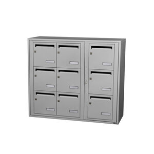 Bloc collectif Leabox 3x3 grade 3 simple face intérieur fixation murale gris clair ral 7035 finition brillante