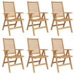 Chaises de jardin vidaXL pliantes 6 Pièces en teck massif