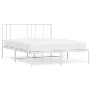 vidaXL Cadre de lit métal sans matelas et tête de lit blanc 140x200 cm