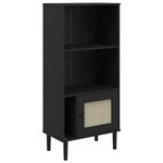 vidaXL Bibliothèque SENJA aspect de rotin noir bois massif de pin