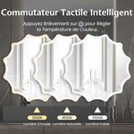 Miroir mural rond avec 3 couleurs de lumière et anti-buée miroir de maquillage éclairé à intensité variable avec bouton tactile intelligent 60 cm x 60 cm argent 20_0008918
