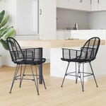 vidaXL Chaise de salle à manger 2 Pièces Noir 44 x 44 x 74 cm