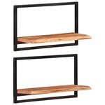 vidaXL Étagères murales 2 Pièces 60x25x35 cm Bois d'acacia et acier
