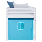 Lit mi-hauteur 90x200 cm matelas rideau bleu