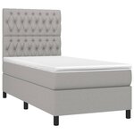 vidaXL Sommier à lattes de lit et matelas Gris clair 90x190 cm Tissu